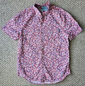 chubbies Red, Blue & White Leaf-Print Short Sleeve Button-Up